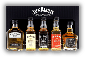 Jack Daniels Family of fine Spirits 5x0,05 Liter Gentleman Jack + Honey + Jack Daniels No. 7 + Fire +  Single Barrel